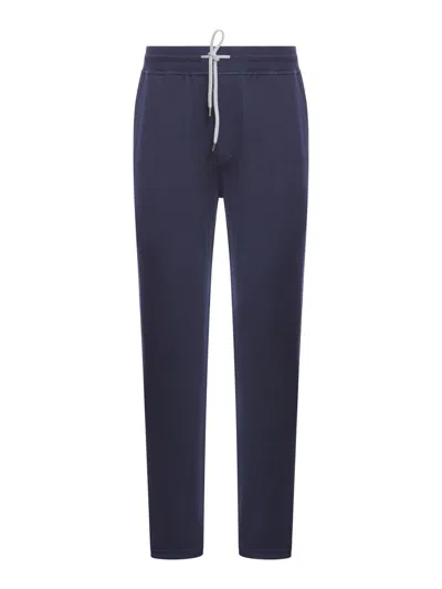 Brunello Cucinelli Men Jersey Jogging Pants In Blue