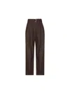 Brunello Cucinelli Dark Chocolate Linen Trousers With Practical Belt In Brown