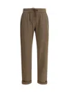 Brunello Cucinelli Cotton-silk Blend Joggers With Side Monile Detail In Brown