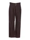 Brunello Cucinelli Dark Chocolate Linen Trousers With Practical Belt In Brown