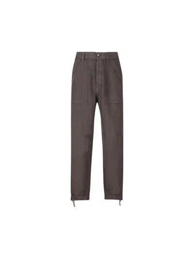 Brunello Cucinelli Tinto Wide-leg Linen Trousers In Brown