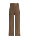 Brunello Cucinelli Women Fluid Corduroy Sartorial Track Trousers With Jewellery In Brown