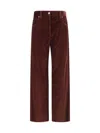 Brunello Cucinelli Wide-leg Bordeaux Velvet Trousers Women In Burgundy