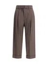 Brunello Cucinelli Women Sartorial Baggy Trousers In Tropical Luxury Wool In Brown