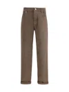 Brunello Cucinelli Men Jeans With Turn-up Hem In Brown