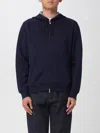 Brunello Cucinelli Techno Cotton Interlock Zip-front Hooded Sweatshirt In Blue