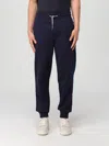 Brunello Cucinelli Ribbed-knit Cotton-blend Track Pants In Blau