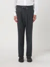 Brunello Cucinelli Grey Pinstriped Virgin Wool Trousers In Gray