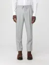 Brunello Cucinelli Herringbone-pattern Tapered Trousers In Gray