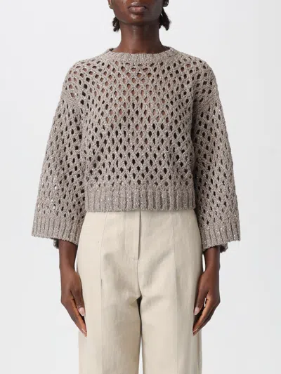 Brunello Cucinelli Pants  Woman Color Beige In Gray