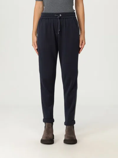 BRUNELLO CUCINELLI PANTS BRUNELLO CUCINELLI WOMAN COLOR BLUE,H21641009