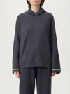 Brunello Cucinelli Ribbed Texture Hooded Sweater With Long Sleeves In Blue