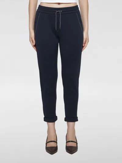 Brunello Cucinelli Pants  Woman Color Blue In Night Sky/grigio Sc.