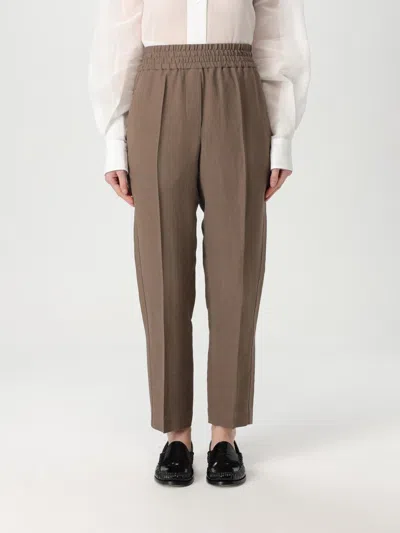 BRUNELLO CUCINELLI PANTS BRUNELLO CUCINELLI WOMAN COLOR BROWN,G49365032