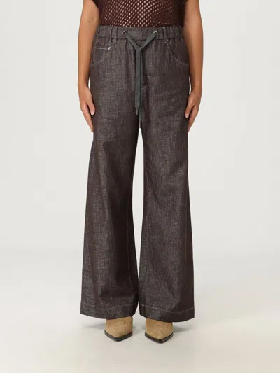 Brunello Cucinelli Sparkling Denim Straight-leg Pants In Brown