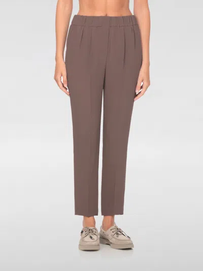 BRUNELLO CUCINELLI PANTS BRUNELLO CUCINELLI WOMAN COLOR BROWN,H20139032