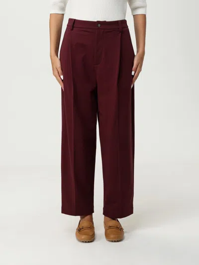 BRUNELLO CUCINELLI PANTS BRUNELLO CUCINELLI WOMAN COLOR BURGUNDY,H30908050