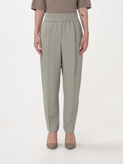 Brunello Cucinelli Woman Pants Sage Green Size 6 Viscose, Linen In Sage Green