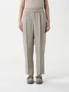 Brunello Cucinelli Women Cotton Trousers In Gray