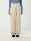 Brunello Cucinelli Pleated Delave Linen Waist Pants In Weiss