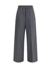 Brunello Cucinelli Pleated Wide-leg Linen Pull-on Trackpants In Gray