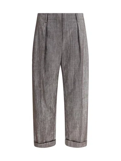 Brunello Cucinelli Women Lurex Effect Pants In Gray