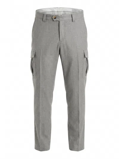 Brunello Cucinelli Straight-leg Wool Trousers In Gray