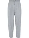 Brunello Cucinelli Linen Drawstring Leisure Trousers In Gray