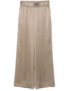 Brunello Cucinelli Silk Track Pants In Beige In Green