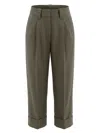Brunello Cucinelli Pleated-detail Turn-up Trousers In Gray