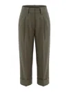 Brunello Cucinelli Pleated-detail Turn-up Trousers In Green