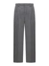 Brunello Cucinelli Grey Pants With Elastic Waistband In Wool And Cashmere Woman In Grey