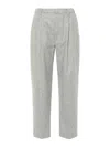 Brunello Cucinelli High-waisted Tailored Trousers With Pleated Front In Gray