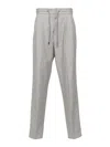 Brunello Cucinelli Herringbone-pattern Tapered Trousers In Light Grey
