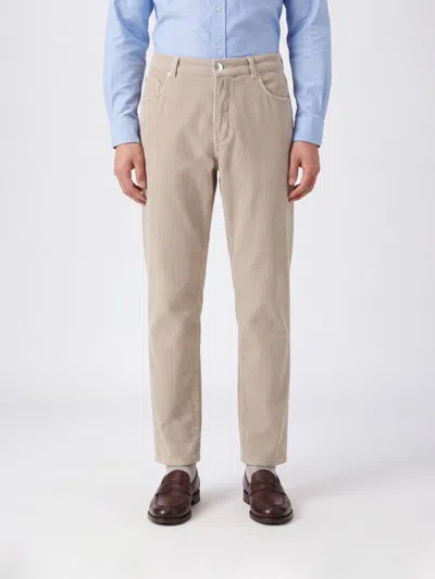 Brunello Cucinelli Light Beige Corduroy Trousers In Neutral