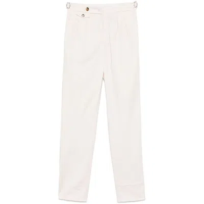 Brunello Cucinelli Tailored White Trousers With Classic Waistband In Neutral