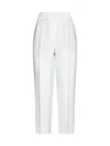 Brunello Cucinelli Women Slouchy Trousers In Viscose And Linen Fluid Twill With Moniline In Naturale