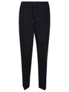 Brunello Cucinelli Men Leisure Fit Trousers In Virgin Wool Flannel With Drawstring And Double Darts In Black