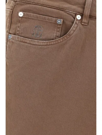 Brunello Cucinelli Denim Bull Pants In Sigaro