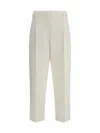 Brunello Cucinelli Pleated Canvas Twill Tailored Pants In White
