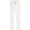 Brunello Cucinelli Track Trousers In Lightweight Stretch Cotton Fleece With Moniline In White
