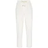 Brunello Cucinelli Track Trousers In Lightweight Stretch Cotton Fleece With Moniline In White