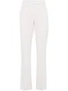 Brunello Cucinelli Women's Stretch Cotton Cover Cigarette Trousers With Monili In White