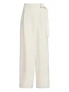 Brunello Cucinelli Women Ivory Fluid Twill Sartorial Wrap Trousers In White