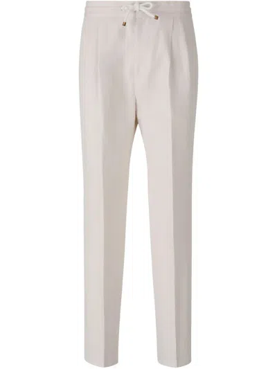 Brunello Cucinelli Pants With Drawstring And Double Pleats In White
