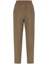 Brunello Cucinelli Brown Linen Blend Trousers In Brown