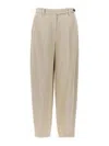 Brunello Cucinelli Women Slouchy Trousers In Sparkling Linen Canvas With Jewellery In Neutral
