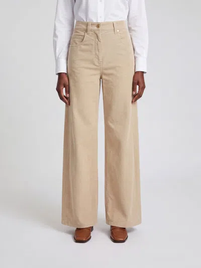 Brunello Cucinelli Sand Corduroy Wide-leg Pant In Animal Print