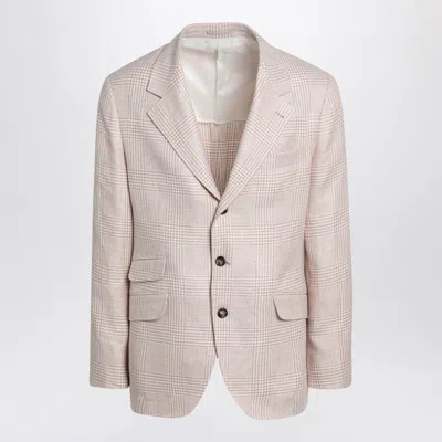BRUNELLO CUCINELLI BRUNELLO CUCINELLI PAPAYA-COLORED PRINCE OF WALES JACKET