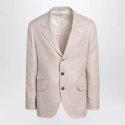 BRUNELLO CUCINELLI BRUNELLO CUCINELLI PAPAYA-COLORED PRINCE OF WALES JACKET MEN